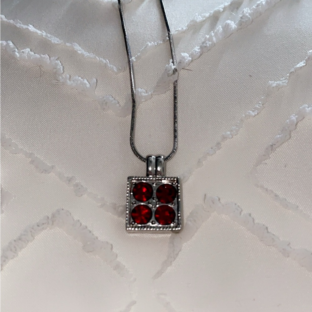 Pure Ruby Red Silver Necklace with Red Gemstones